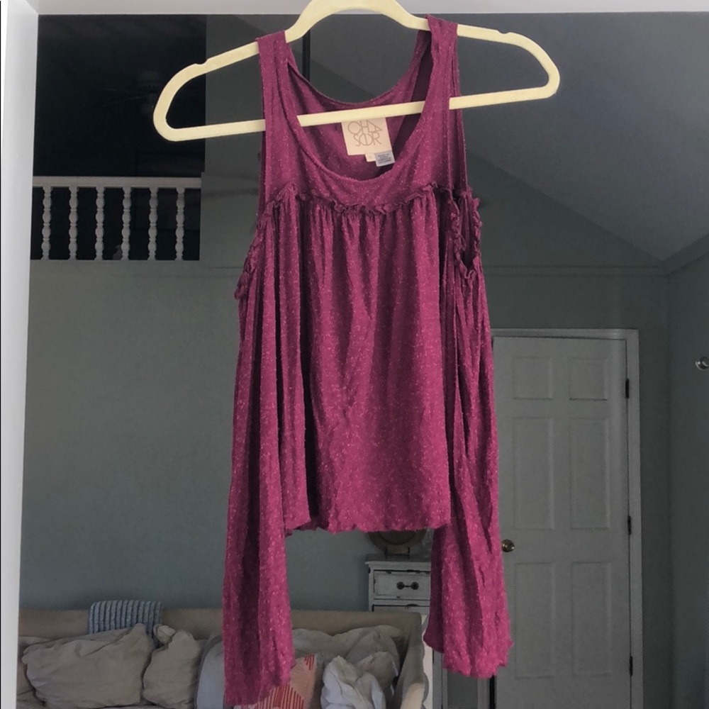 Chaser long sleeve open shoulder maroon shirt - S